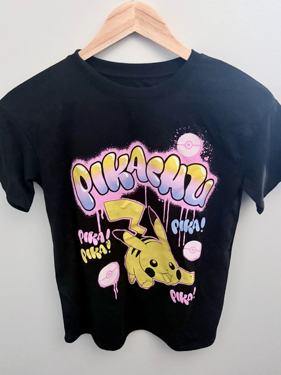 Pokemon Other - Pokemon Pikachu Graphic Tee Kids Size L Black Yellow Pink Gamer Shirt